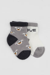Nessiworld Bistyle Love Dog Penye Soket Çorap 2'Li BS10118 Gri